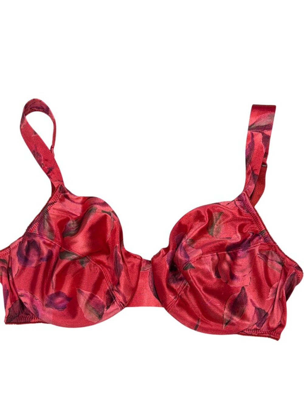 Victoria's Secret Second Skin Satin Liquid Shiny Red Roses Satin Underwire Bra 3